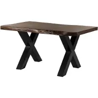 MASSIVMOEBEL24.DE MASSIVMOEBEL24 | Table à manger 140x90 en bois d'acacia marron mat pieds en X anthracite brillant FREEFORM 5