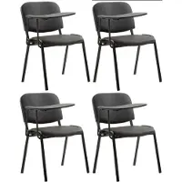 CLP - Ensemble de 4 chaises "Ken" avec table pliante, revêtues de similicuir noir et rembourrées