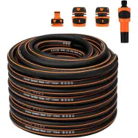 Merkloos Tuyau d'arrosage de 30 mètres, diamètre 1/2 pouce, à 4 couches, résistant à 25 bars, flexible, de couleur noire et orange, pour l'utilisation en jardin