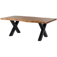 MASSIVMOEBEL24.DE MASSIVMOEBEL24 | Table à manger 200x100 en bois d'acacia brun pieds en X anthracite brillant FREEFORM 5