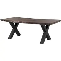 MASSIVMOEBEL24.DE MASSIVMOEBEL24 | Table à manger 200x100 en bois d'acacia gris taupe mat pieds en X anthracite mat FREEFORM 5