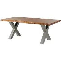 MASSIVMOEBEL24.DE MASSIVMOEBEL24 | Table à manger 220x100 en bois d'acacia brun pieds en X gris FREEFORM 5