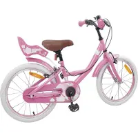 vidaXL Vélo enfant 18 pouces pour enfants de 5 à 7 ans Rose clair