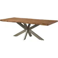 MASSIVMOEBEL24.DE MASSIVMOEBEL24 | FREEFORM 5 Table de salle à manger en sheesham - décapé / naturel - pieds en X argent mat 260x100