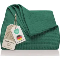 Merkloos Omgoods - Couverture de lit premium 150 x 200 cm - En coton 100% avec texture nid d'abeille