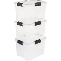 Iris Lot de 3 boîtes de rangement hermétiques - Boîte étanche - AT-SD - Plastique - Transparent - 28 L - 39 x 29 x 26 cm