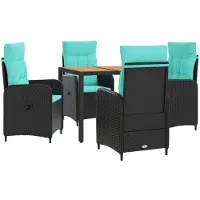 Syfax Ensemble de table d'extérieur, 5 pièces, en résine tressée (PE) et en acier avec revêtement par poudre