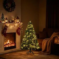 Peviasot Arbre de Noël artificiel , 120 cm, avec 150 LED blanc chaud, 340 décorations, en sapin artificiel, avec support en métal, idéal pour le salon