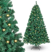 Peviasot Arbre de Noël , 210 cm de haut, avec éclairage LED, 400 LED blanc chaud, 1200 décorations, sapin artificiel avec base en métal