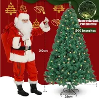 Vigevee Arbre de Noël , 210 cm de haut, avec éclairage LED, 400 LED blanc chaud, 1200 décorations, sapin artificiel avec base en métal