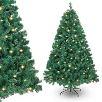 Peviasot Arbre de Noël , 180 cm, avec éclairage LED, 250 LED blanc chaud, 860 embouts, sapin artificiel avec base en métal
