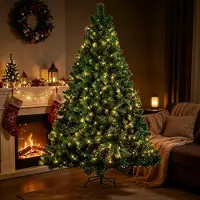 Peviasot Arbre de Noël , 210 cm, artificiel, avec 400 LED blanc chaud, 1200 décorations, sapin artificiel avec pied en métal, idéal pour le salon