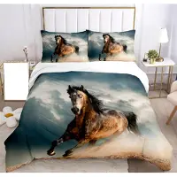 Merkloos Omgoods - Housse de couette pour enfant avec motif 3D de cheval et taies d'oreiller assorties