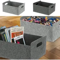Merkloos Omgoods - Coffret de 2 boîtes de rangement pliables en feutre, gris clair et gris foncé