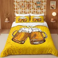 Merkloos Solidchoice - Ensemble de couette et taies d'oreiller "Bier Mokken", 135 x 200 cm