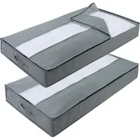 Merkloos Lot de 2 boîtes de rangement pour sous le lit, 90 litres, couleur grise, dimensions 100 x 50 x 15 cm, matériau résistant