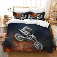 Merkloos Omgoods - Ensemble de couette et taies d'oreiller Motocross avec impression 3D