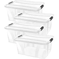 Merkloos Solidchoice - Coffret de 4 boîtes de rangement de 21 litres, transparentes