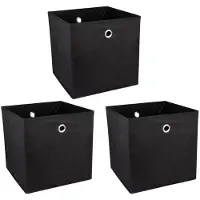 Merkloos Omgoods - Coffret de 3 boîtes de rangement pliables, 30 x 30 x 30 cm, couleur noire