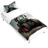 Merkloos Omgoods - Ensemble de couette et taies d'oreiller sur le thème du tracteur pour enfants - Imprimé en 3D, en microfibre