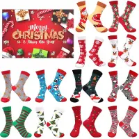Merkloos Solidchoice - Calendrier de l'Avent avec 12 paires de chaussettes de Noël pour adultes