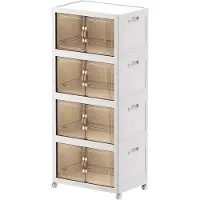 Merkloos Boîtes de rangement, boîtes de rangement avec couvercle, grand placard pliable en 4 pièces, boîtes de rangement empilables avec roulettes, pliables