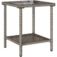 vidaXL Canapé de jardin en L avec table et coussins Gris Poly rotin