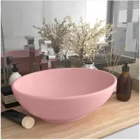 vidaXL WASHBAIN OVAL 40x33 cm Keramik Sole Pink