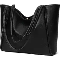 Merkloos Solidchoice - Sac à main pour femmes en cuir vegan, avec fermeture éclair et bouton