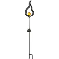 Star Trading Solar-LED-Stab Melilla Flamme/Boule de verre noir/brun