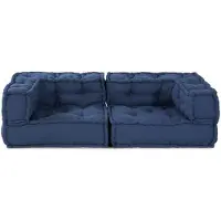 vidaXL Ensemble de canapés modulaires, 3 pièces, tissu indigo, 140 x 70 x 36 cm
