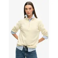 Superdry pour femme. W6110625A Pull à demi-fermeture Classic beige (L), Casuel, Coton