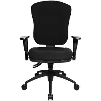 Topstar Chaise de bureau professionnelle WELLPOINT 30 K2 Chaise de bureau ergonomique avec accoudoirs (réglable en hauteur) Tissu noir Chaise pivotante pour le bureau, la maison