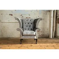 AEA Chesterfield Sessel Fernseh Couch 1 Sitzer Sofa Textil Stoff Couchen Polster #8