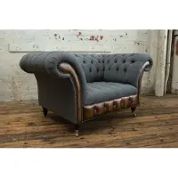 AEA Sessel Couch Polster Sofa Textil Chesterfield Couchen 1,5 Sitzer Einsitzer Grau