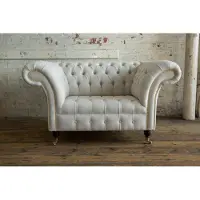AEA Fauteuil Canapé Coussin Canapé textile Chesterfield Canapé 1,5 places monoplace blanc