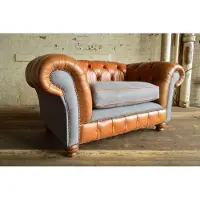 AEA Sessel Polster Möbel Chesterfield Couch Leder Sofa Einsitzer Braun