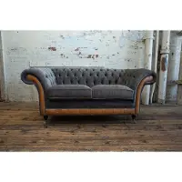 AEA Luxus 2 Sitzer Couch Polster Sofa Textil Stoff Chesterfield Garnitur Couchen