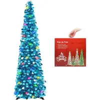 Nikcorp Arbre de Noël artificiel, décoratif, bleu, avec éclairage LED, 150 cm