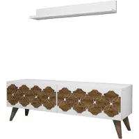 Skye Decor , Nisan - Blanc, Meuble TV, Blanc, PANNEAUX DE PARTICULES 100 % MÉLAMINÉS, 120 x 31,8 x 40 cm