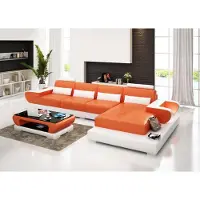 AEA Ledersofa Couch Wohnlandschaft Ecksofa Eck Garnitur Design Sofa USB G8003C