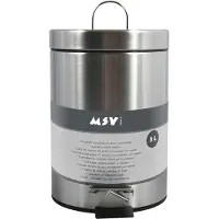 MSV Poubelle Grise 3l Finition Satinée Avec Seau Amovible -
