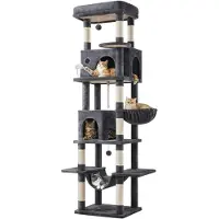 Yaheetech , arbre à chat de 210 cm, grand modèle XXL, avec 9 poteaux à gratter, couleur gris foncé