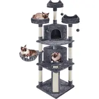 Yaheetech , arbre à chat de 193 cm, grand, avec 7 poteaux à gratter, couleur gris foncé