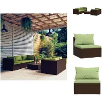 vidaXL Ensemble de salon de jardin 6 pièces avec coussins Poly rotin brun - Ensemble de meubles de jardin