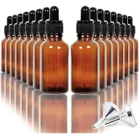 OEM 16 flacons compte-gouttes en verre ambré de 30 ml – pour huiles essentielles – avec 2 mini-entonnoirs en acier inoxydable