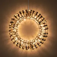 Spetebo Anneau d'or avec effet 3D et minuterie - 30 cm - en métal avec guirlande lumineuse à LED - décoration de table pour l'avent