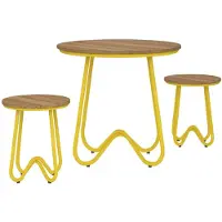 Novogratz Ensemble de table et chaises d'extérieur Bobbi, 3 pièces, de la marque , couleur jaune, dimensions : 75 x 75 x 71,5 cm