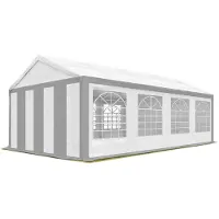 TOOLPORT Barnum 4x8 m PVC 600 N Bâche Tente de rêception Gris-Blanc