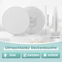 StarTech.com Plaque de plafond LED - Luminaire encastré rond - 36 W - 4000 K (blanc neutre) - Lot de 2 - Non dimmable - Fer et acrylique